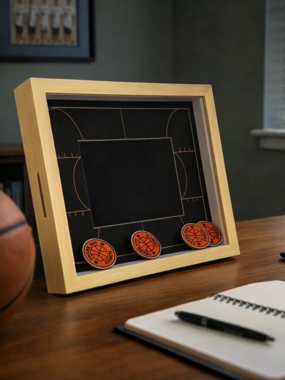 Basketball coach Gift Shadow Box /Thank you Coach Frame With Tokens.